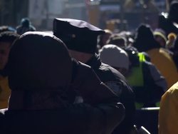 Superbowl fans in Times Square before game News Clip