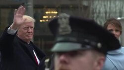 CLEAN : President Trump walks during inaugural parade (AFPTV) News Clip