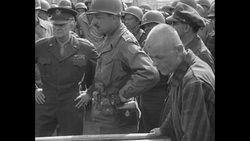 US troops discover bodies of dead prisoners in Nazi concentration camp liberated at end of World War II News Clip
