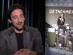 INTERVIEW: Adrien Brody on what attracted him to executive produce and star in this film, says his father was a public school teacher in New York at DETACHMENT Press Junket on 3/6/2012 in New York, NY, United States Stock Footage