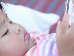 Small happy child with tablet Stock Footage