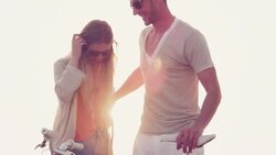 Couple at the beach Stock Footage