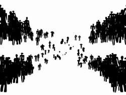 MEN, NETWORK : four groups, white back - (LOOP) Stock Footage