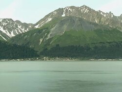 "View of Seward from across Resurrection Bay, Kenai Peninsula, Alaska." Stock Footage