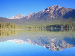 Mountain reflection in lake Stock Footage
