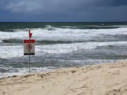 HD Video of closed beach sign Stock Footage