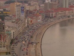 WS View of Luanda bay at Evening / Luanda, Angola Stock Footage