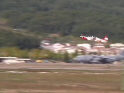 A plane taking off at the Seoul Air Show Stock Footage