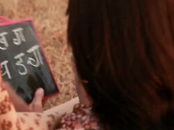 Young women studying in a village, Haryana, India Stock Footage
