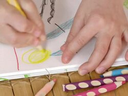 HD: Girl Drawing With Her Grandmother Stock Footage