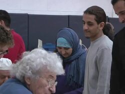 November 2, 2010 ZO Arab voters sign in to receive their ballots for the midterm election at Salina School in the 14th Congressional District/Dearborn, Michigan, United States Stock Footage