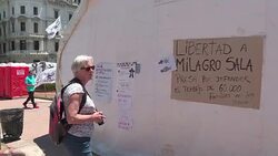 CLEAN : Protesters demand liberation of Argentinas Milagro Sala News Clip