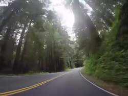 A rural road in the Northern California coastal area with the Pacific Ocean and Redwood trees. Stock Footage