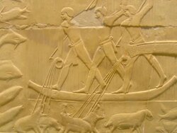 CU ZI TU Mastaba interior and ancient reliefs at Saqqara archeological site / Saqqara, Egypt Stock Footage