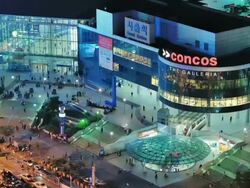 MS T/L Seoul Train Station Area at Night / Seoul, South Korea Stock Footage