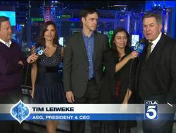 Martha Saucedo and Tim Leiweke at the Holiday Tree Lighting At L.A. Live & Opening Of The L.A. Kings Holiday Ice at Los Angeles CA. (Footage by WireImage Video/GettyImages) Stock Footage