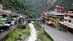 Aguas Calientes also known as Machu Picchu City, Peru Stock Footage