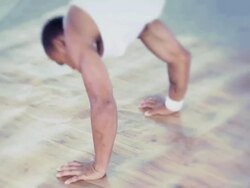 WS ZI  Breakdancer performing / Mississauga, Ontario, Canada. Stock Footage