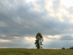 NTSC CRANE: Jogging In Nature Stock Footage