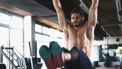 Leg raises at the gym. Stock Footage