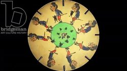 Animated 19th century phenakistoscope with stag jumping through hoops Stock Footage