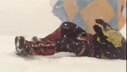 An adventurer loses a grip on a shelter tent which blows away and exposes the adventurer to harsh winter conditions. Stock Footage