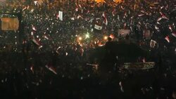 Fireworks in Support of Army in Tahrir Square News Clip