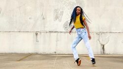 MS Female dancer dancing on building rooftop Stock Footage