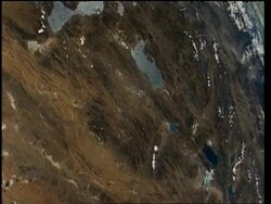 View of Earth from space, over India, China and Bhutan, Himalayan lakes, STS-68 Stock Footage