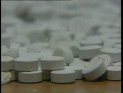 Seized ecstasy drug tablets Stock Footage