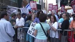 Anti-Iran 'No Nukes For Iran' Rally Protests NYC 2015 Stock Footage