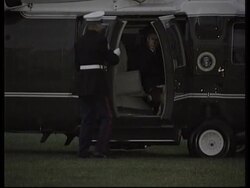 US President arrives back at White House from Camp David. News Clip