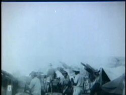 1950s B/W MONTAGE Artillery fire and explosions during the French Indochina War / Vietnam Stock Footage