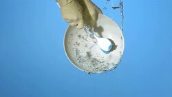 HD Super Slow-Mo: Washing Plate With Scrub Brush Stock Footage