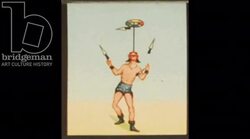 Animated 19th century praxinoscope with man juggling knives Stock Footage