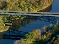 WS AERIAL View of wooded area with mountain range / Massachusetts, United States Stock Footage