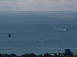 WS AERIAL ZI DS View of Ship building center / Connecticut, United States Stock Footage