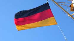 German flag in wind Stock Footage
