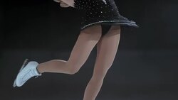 SLO MO TU Female figure skater in a layback spin Stock Footage