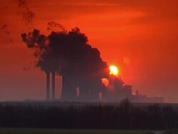 Industry at sunrise Stock Footage