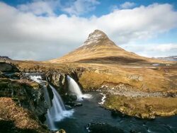 HD Time-lapse: Kirkjufell Mountain Snaefellsnes Peninsula, waterfall landscape Iceland Stock Footage
