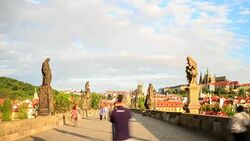 4K Time Lapse :Dusk on Charles bridge Stock Footage