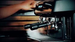 Espresso machine brewing a coffee Stock Footage