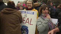People Protesting in Women's March on Washington D.C. News Clip
