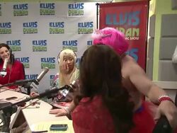 INTERVIEW: Greg T introduces himself in drag at Nicki Minaj Visits Elvis Duran & The Morning Show  Stock Footage