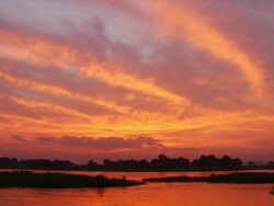 WS View of white Nile during sunset / Juba, Central Equatoria, Sudan  Stock Footage