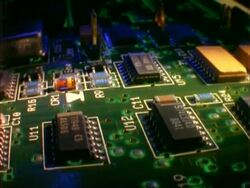 Circuit board, CU track over surface Stock Footage
