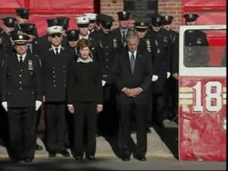 WRAP Minutes of silence to mark the WTC attacks, Bush, Giuliani, families News Clip