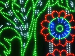 CU View of decorative lights on Krishna Janmashtami, Huda Gymkhana Club, Sector 29 / Gurgaon, Haryana, India Stock Footage