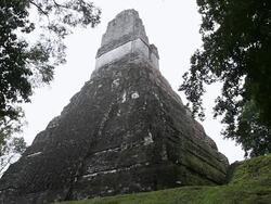 CU LA Shot of Tikal Temple at national park / Tikal, Guatemala Stock Footage